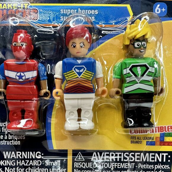 Make-It Blocks Figures SUPER HEROES SPACE PIRATES SAMURAI Set 4/ Pieces‎ 12 NEW - Picture 2 of 12